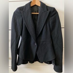 Derek Lam Peplum Single Breasted Wool Blend Black Blazer Size 2